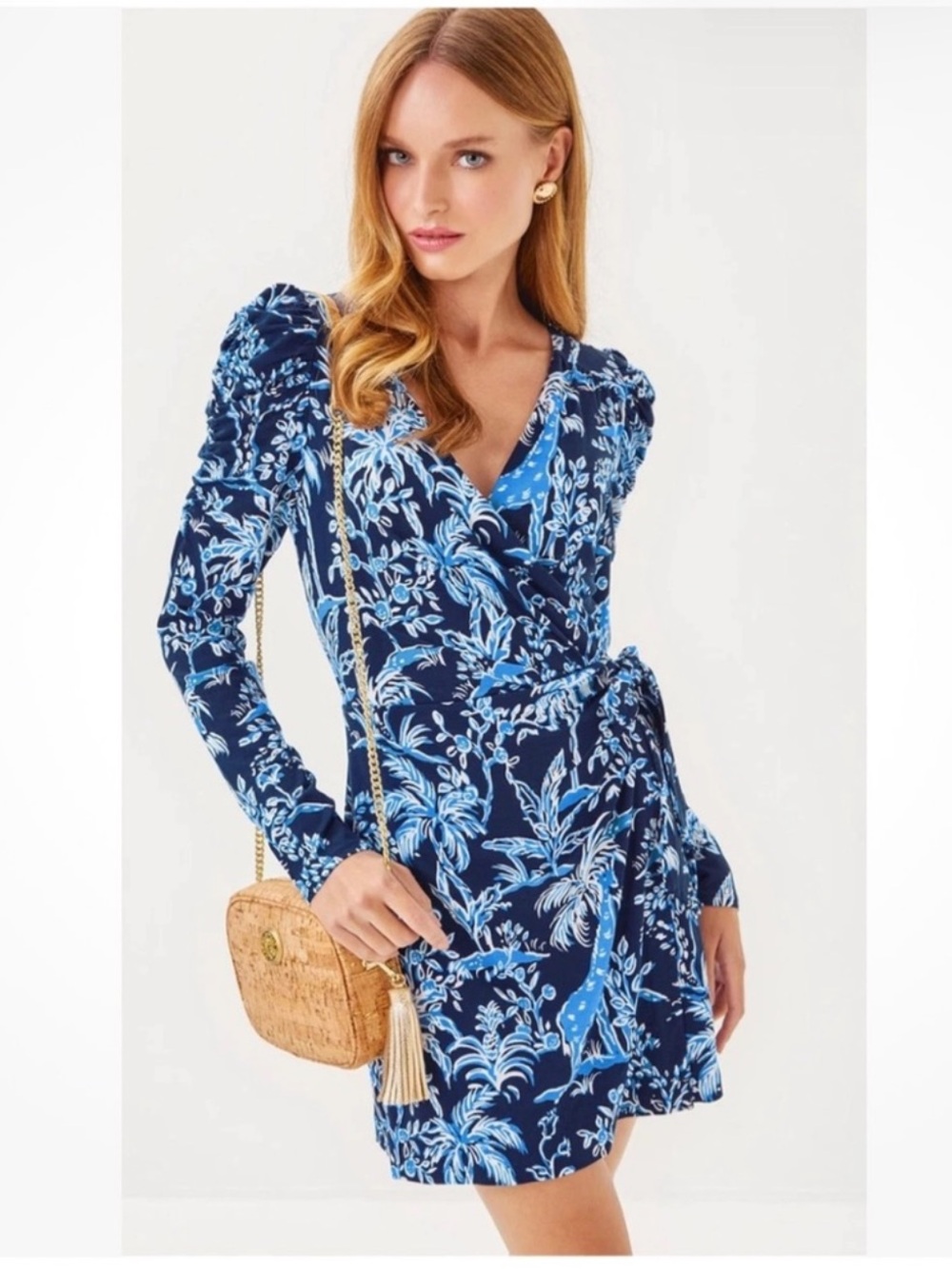 LILLY PULITZER jemma puff sleeved romper in low tide navy tall tales Size 2 NWT